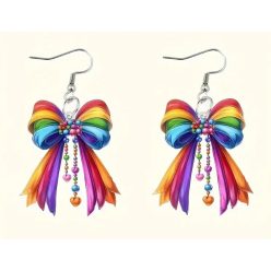 Szivárvány masnis fülbevaló