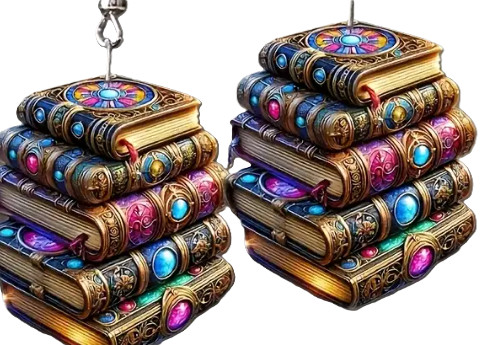 Könyves fülbevaló - élénk