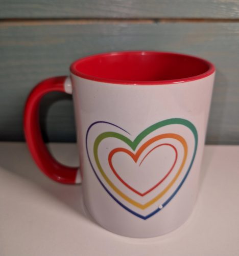Szivárvány szíves bögre