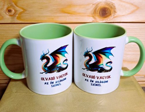 Bögre - sárkányos - zöld