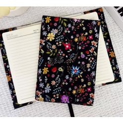 Könyv védőborító - fekete, virágos