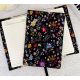 Könyv védőborító - fekete, virágos