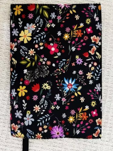 Könyv védőborító - fekete, virágos