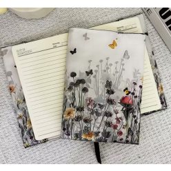 Könyv védőborító - fehér, virágos