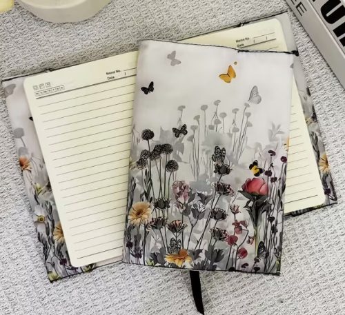 Könyv védőborító - fehér, virágos