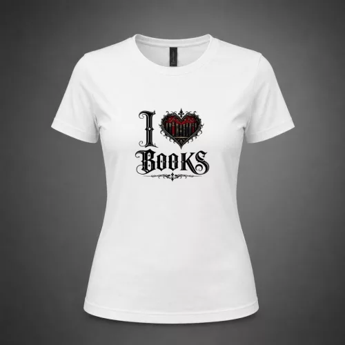 Női póló - I Love Books - gótikus