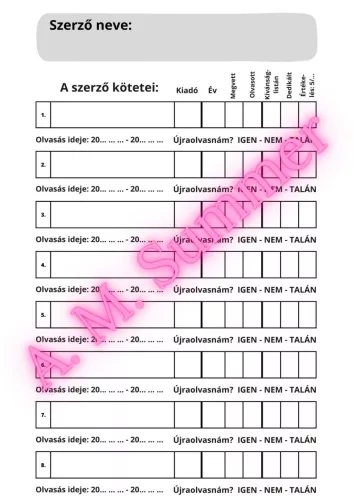 A. M. Summer: Dedikáló napló és könyvlista